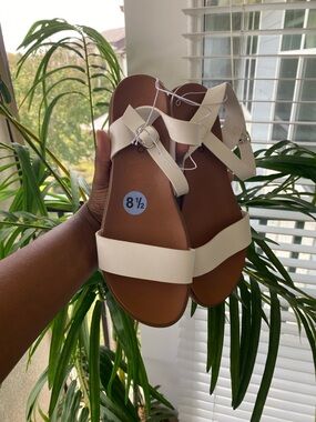 Women’s White Strap Flat Sandals